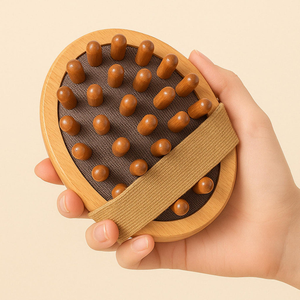 Brosse de Massage Anti-Cellulite – Soin Corps et Cuir Chevelu en Bois Naturel